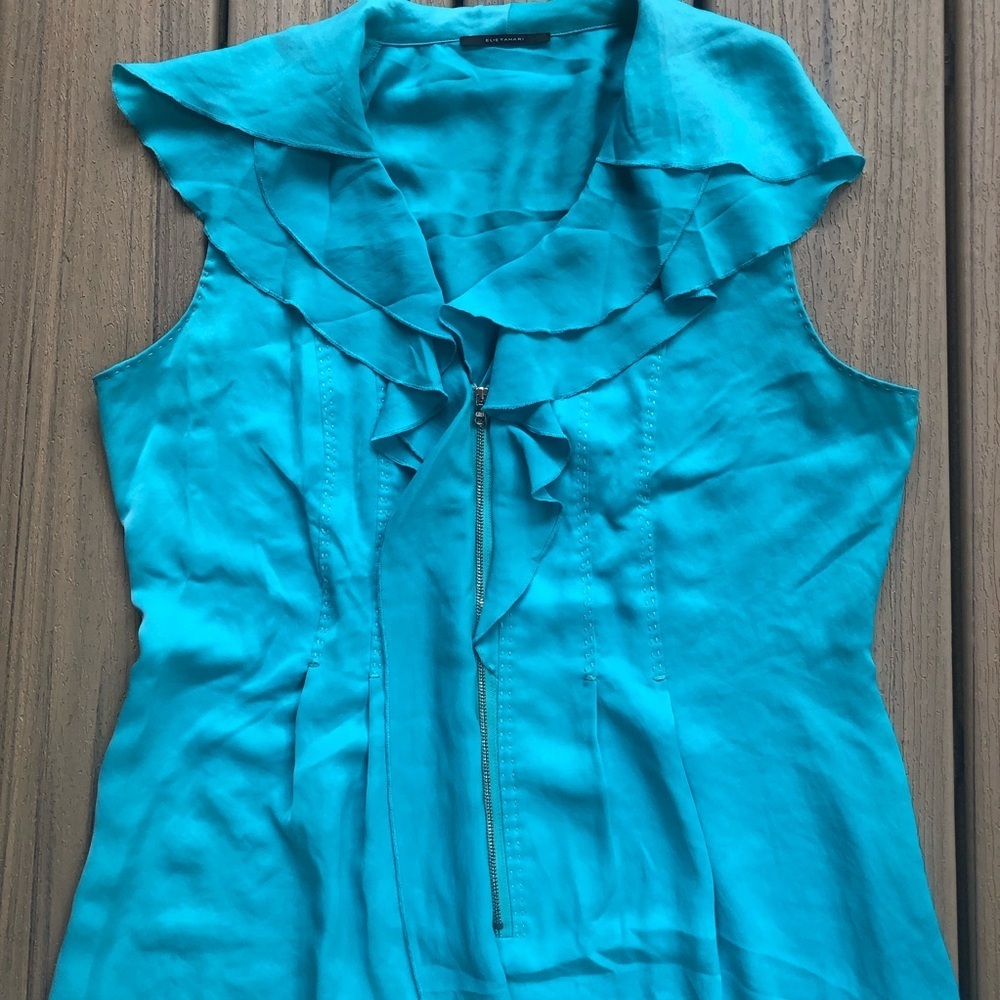 Elie Tahari Turquoise Ruffle Midi Dress Size S - Picture 5 of 8